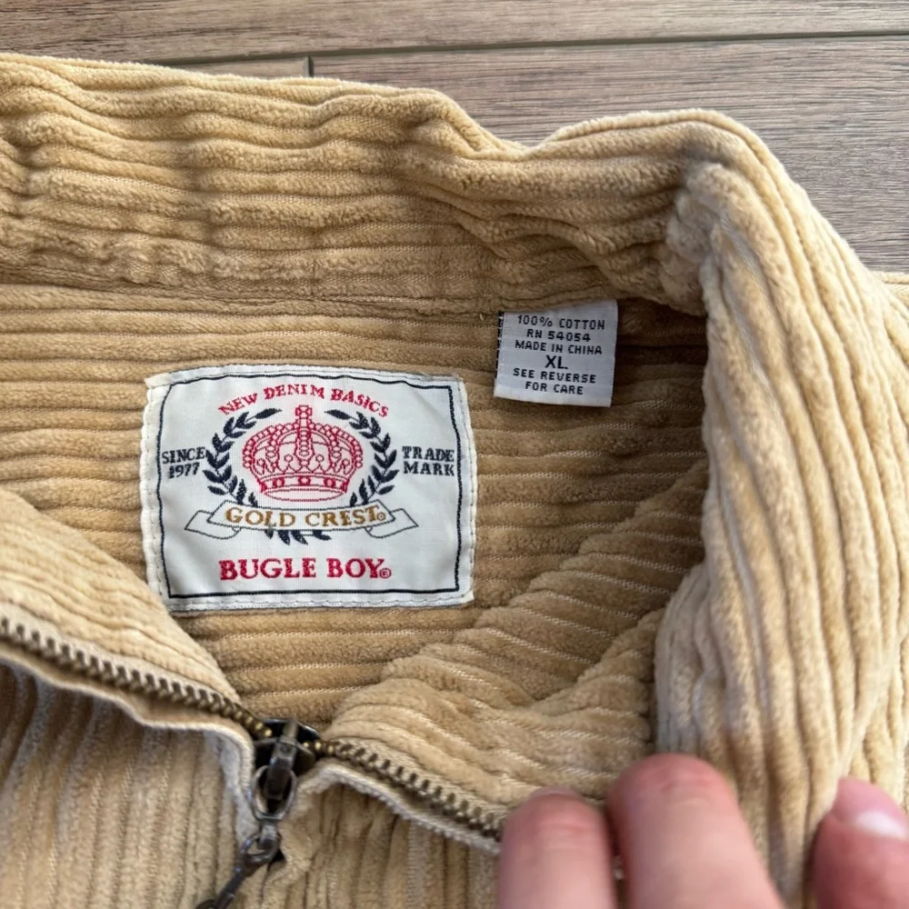 Vintage Bugle Boy Gold Crest Corduroy Zip Up - Picture 5 of 7